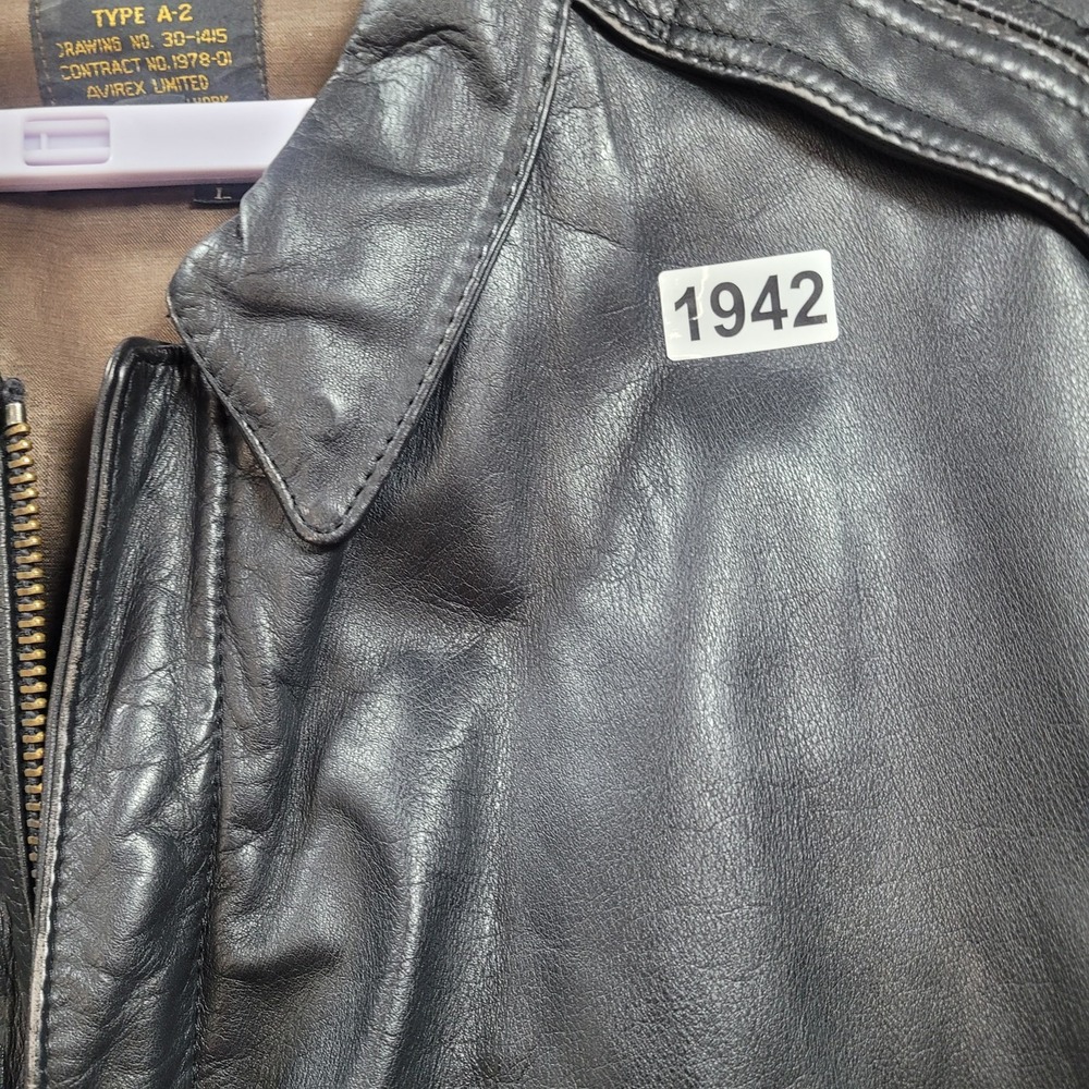 Vintage Avirex Mens Type A-2 Leather Jacket Size L Black Bomber Flight 1978-2001 - Picture 13 of 13